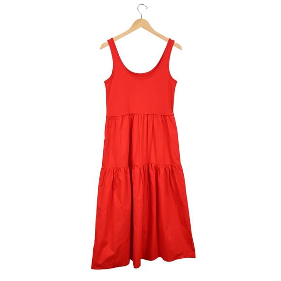 J.Crew Factory Tiered Knit Mixy Midi Dress Red Size Medium NWOT - Picture 6 of 7